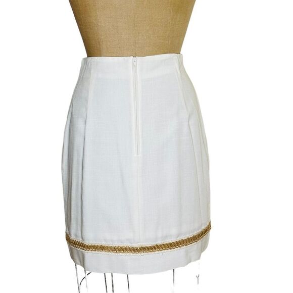 Vtg Nina K 90s cream rayon mix embroidered beaded cut out skirt suit size Small - Picture 7 of 16